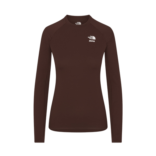 SKIMS x The North Face Dotknit Long Sleeve Top 'Cocoa' — XXS — Front View