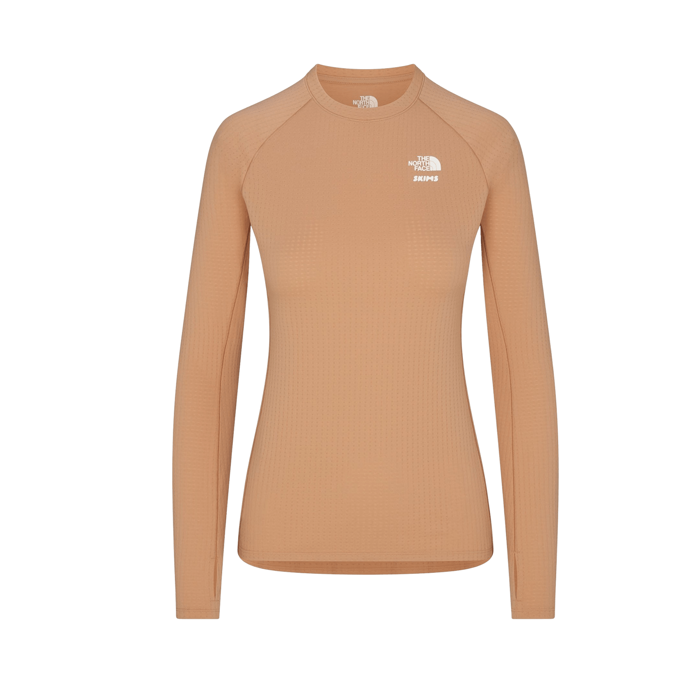 SKIMS x The North Face Dotknit Long Sleeve Top 'Ochre' — XXS — Front View