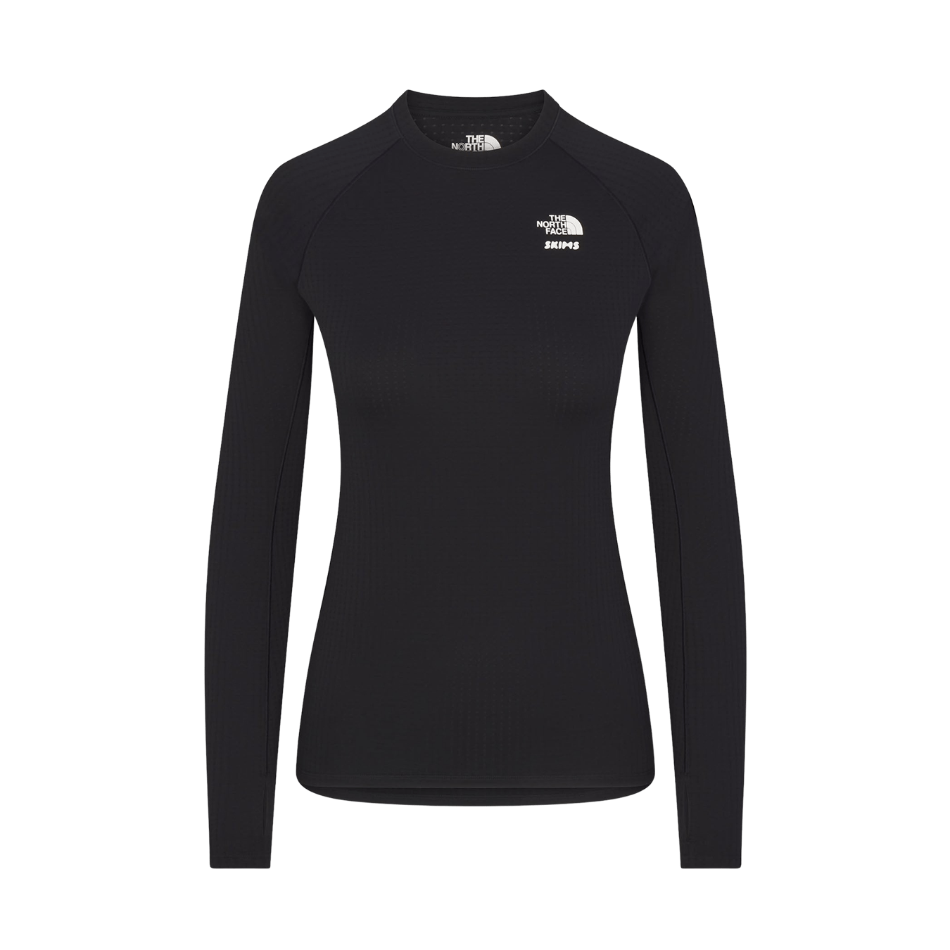 SKIMS x The North Face Dotknit Long Sleeve Top 'Onyx' — XXS — Front View