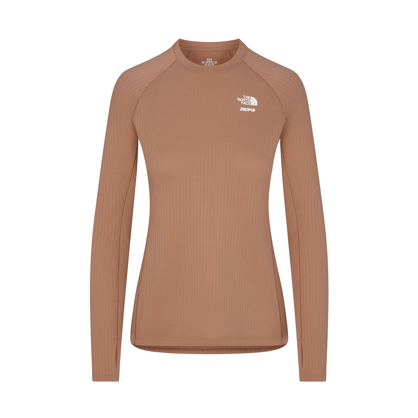 SKIMS x The North Face Dotknit Long Sleeve Top 'Sienna' — XXS — Front View