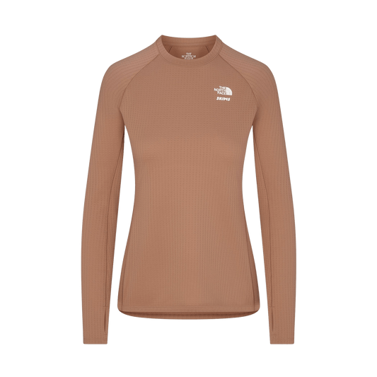 SKIMS x The North Face Dotknit Long Sleeve Top 'Sienna' — XXS — Front View