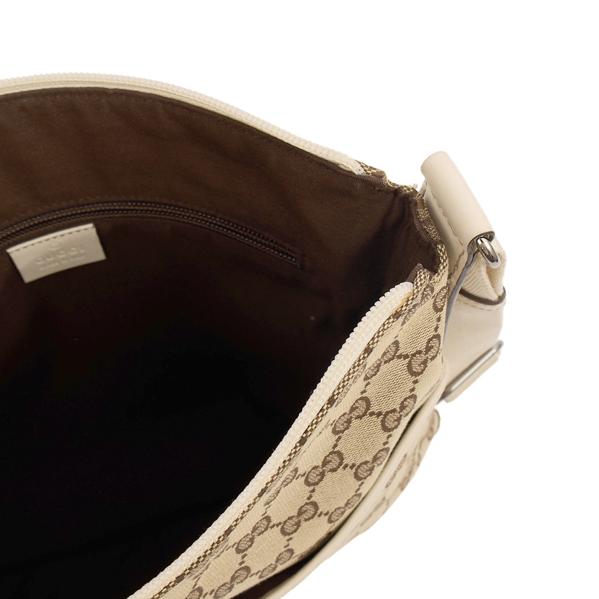 Gucci Cross Body Messenger in Neutral, GG Supreme Canvas — Lifestyle View