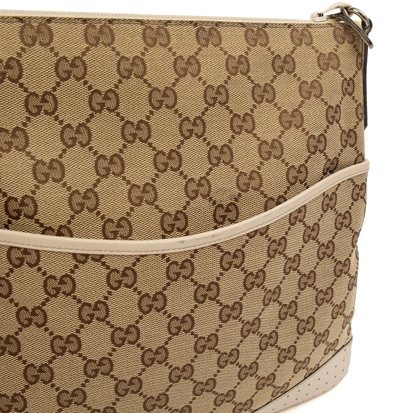 Gucci Cross Body Messenger in Neutral, GG Supreme Canvas — Side View
