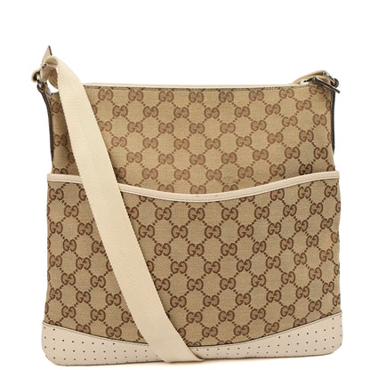 Gucci Cross Body Messenger in Neutral, GG Supreme Canvas — Top View