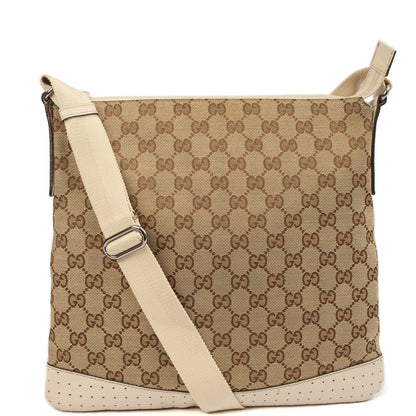 Gucci Cross Body Messenger in Neutral, GG Supreme Canvas — Front View