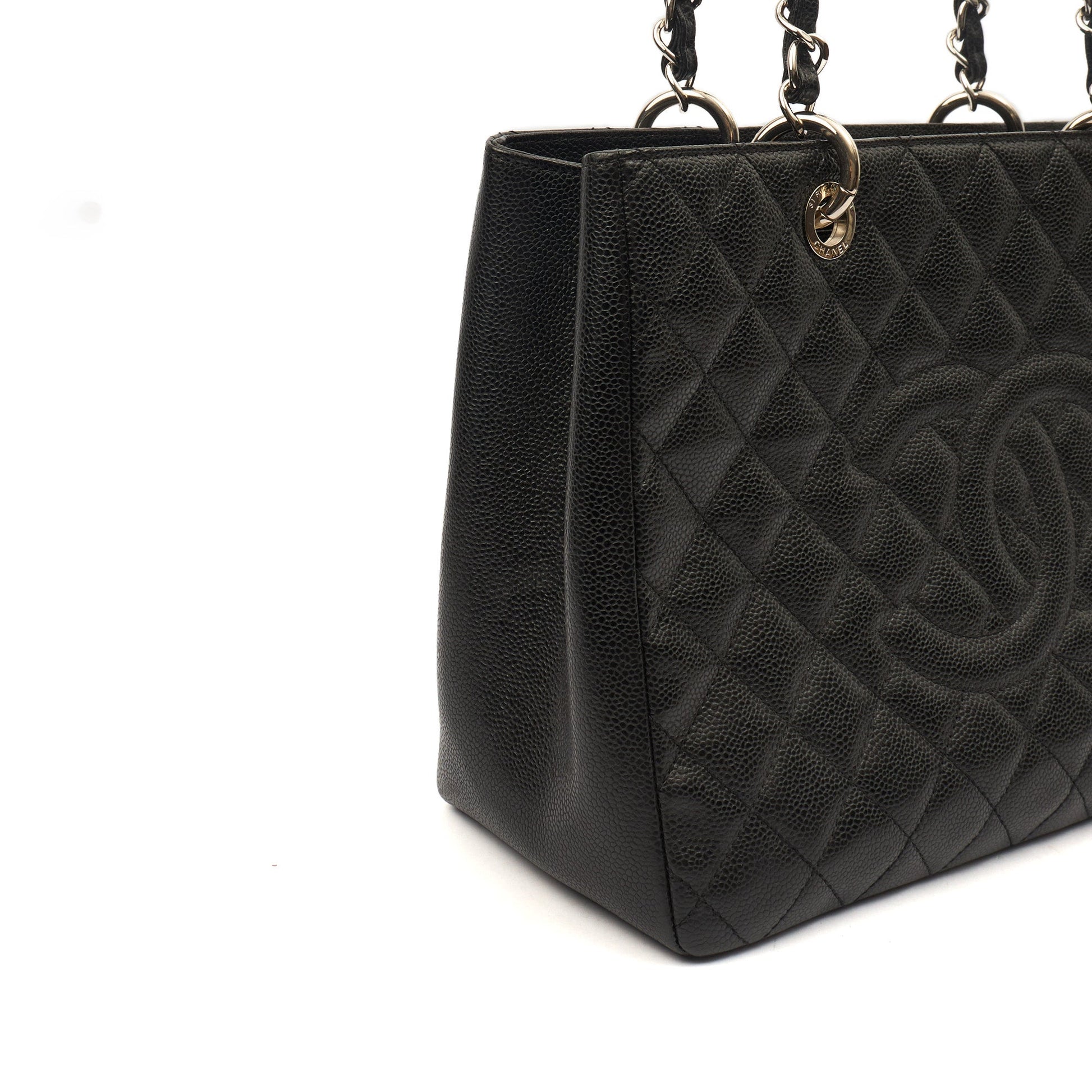 Chanel Tote Grand Shopping Tote in Black, Caviar Leather — Alternate View 9