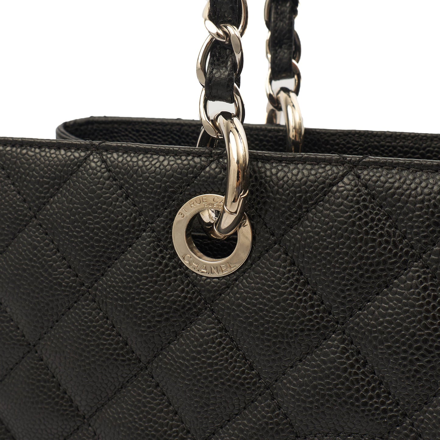 Chanel Tote Grand Shopping Tote in Black, Caviar Leather — Lifestyle View