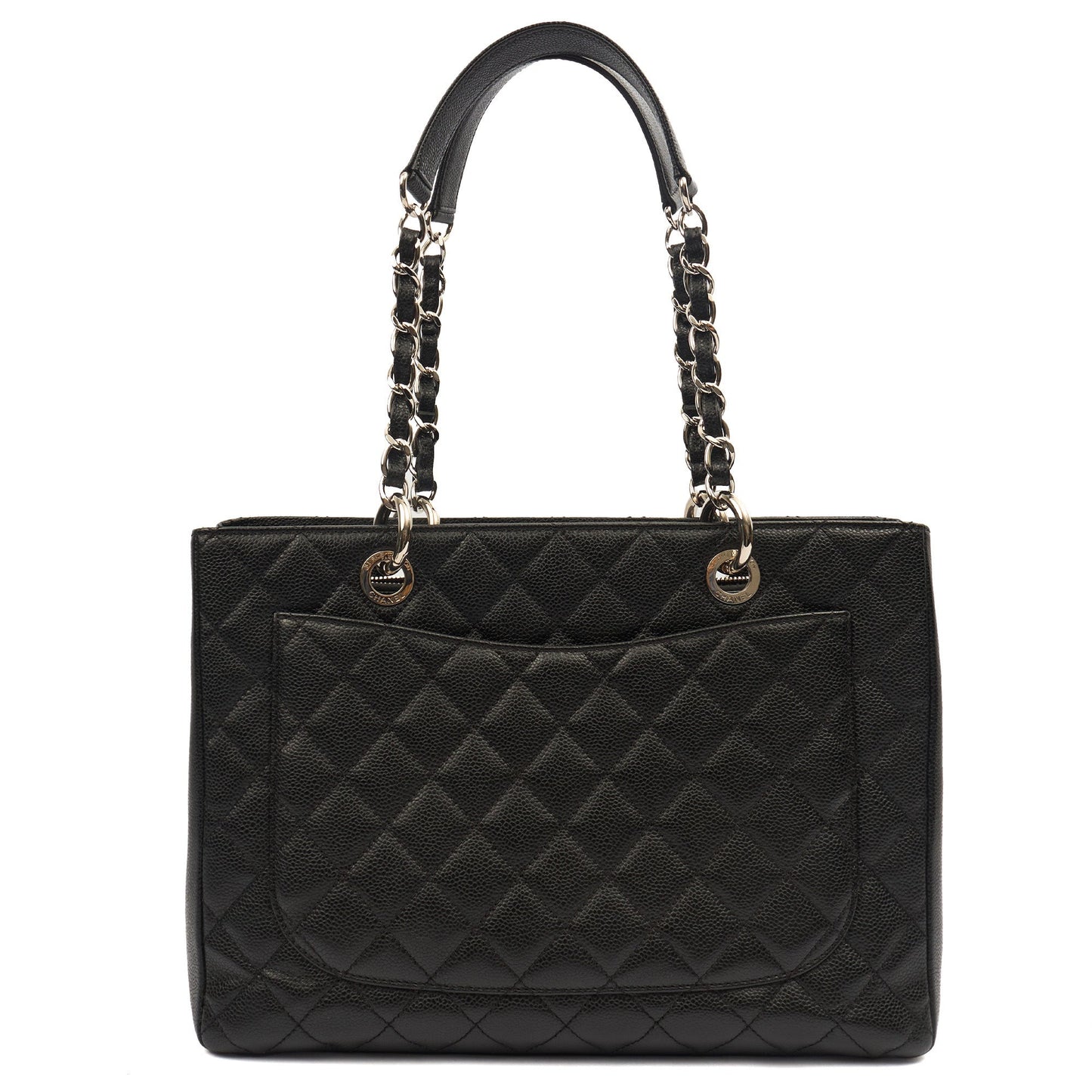 Chanel Tote Grand Shopping Tote in Black, Caviar Leather — Top View