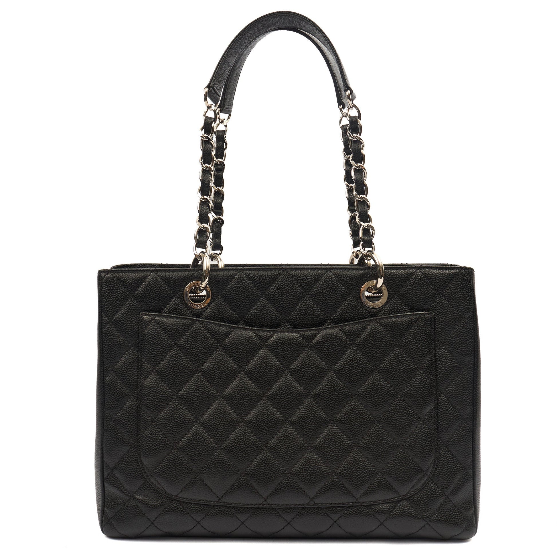 Chanel Tote Grand Shopping Tote in Black, Caviar Leather — Top View