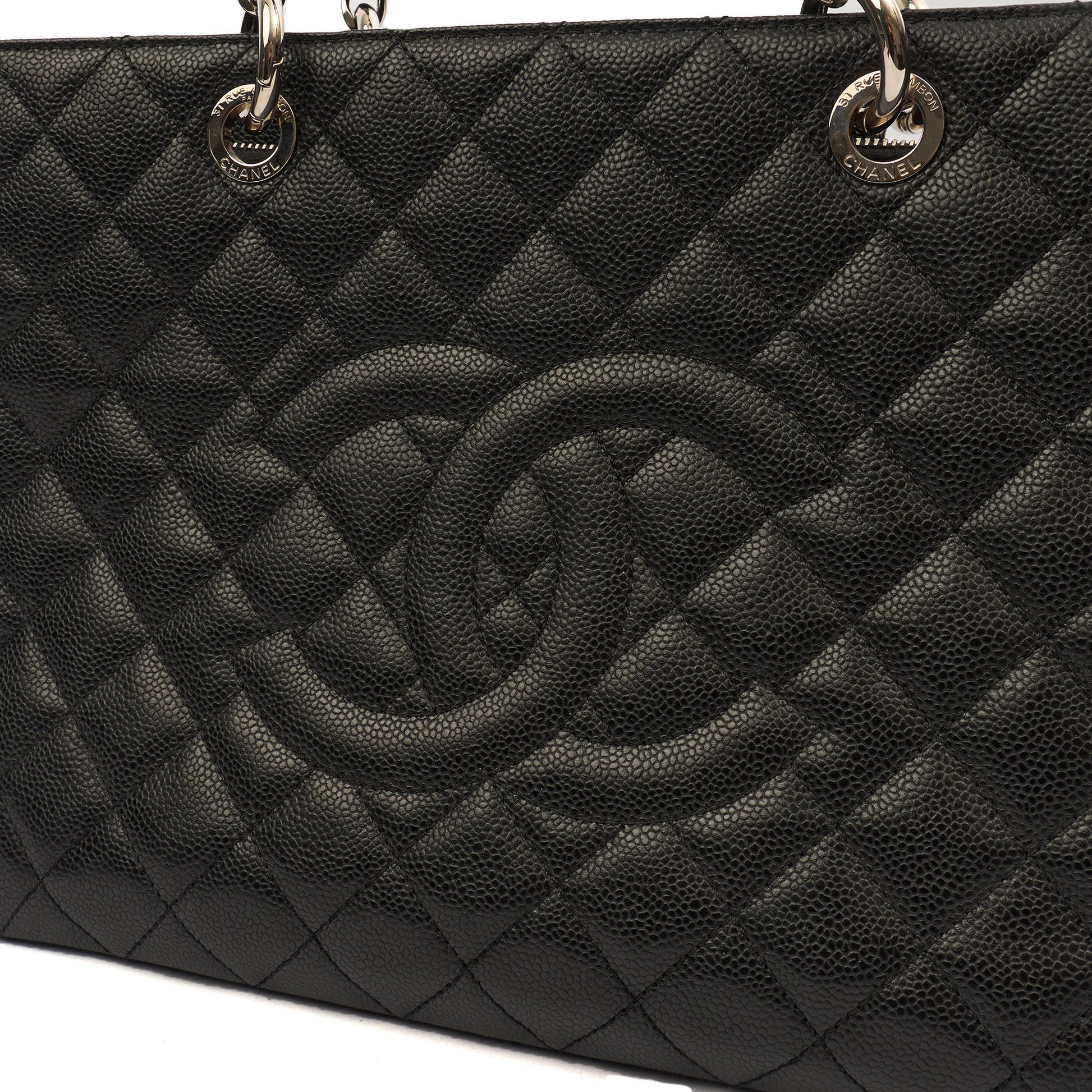 Chanel Tote Grand Shopping Tote in Black, Caviar Leather — Alternate View 8