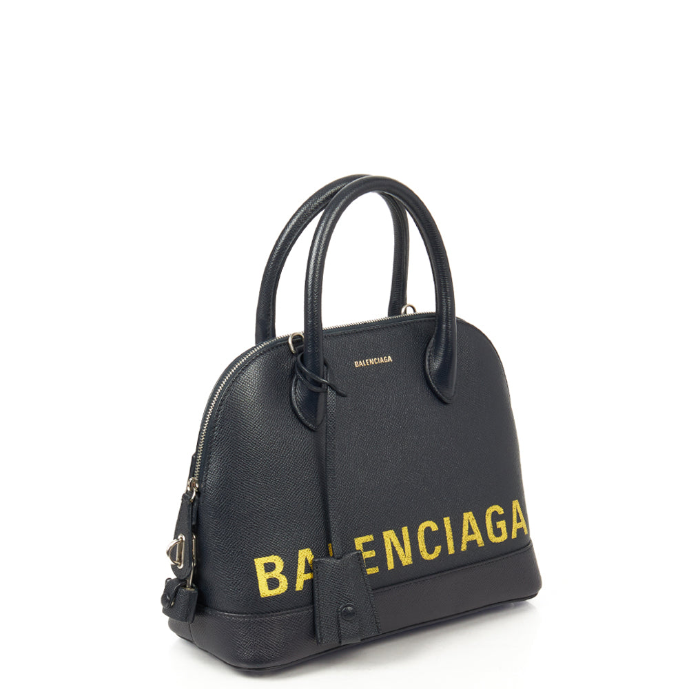 Balenciaga Tote Ville Top Handle S in Blue, Leather — Side View