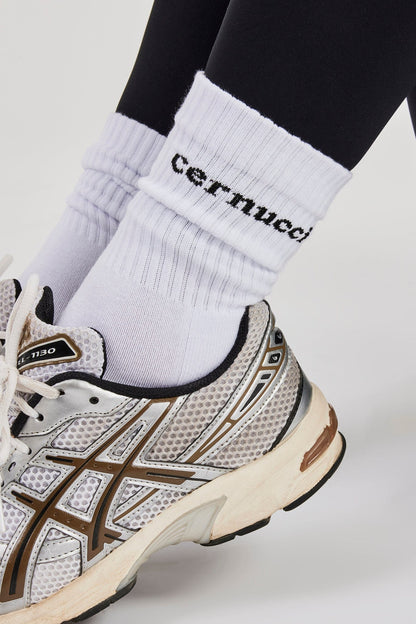 Cernucci Logo Socks - White — One Size — Side View