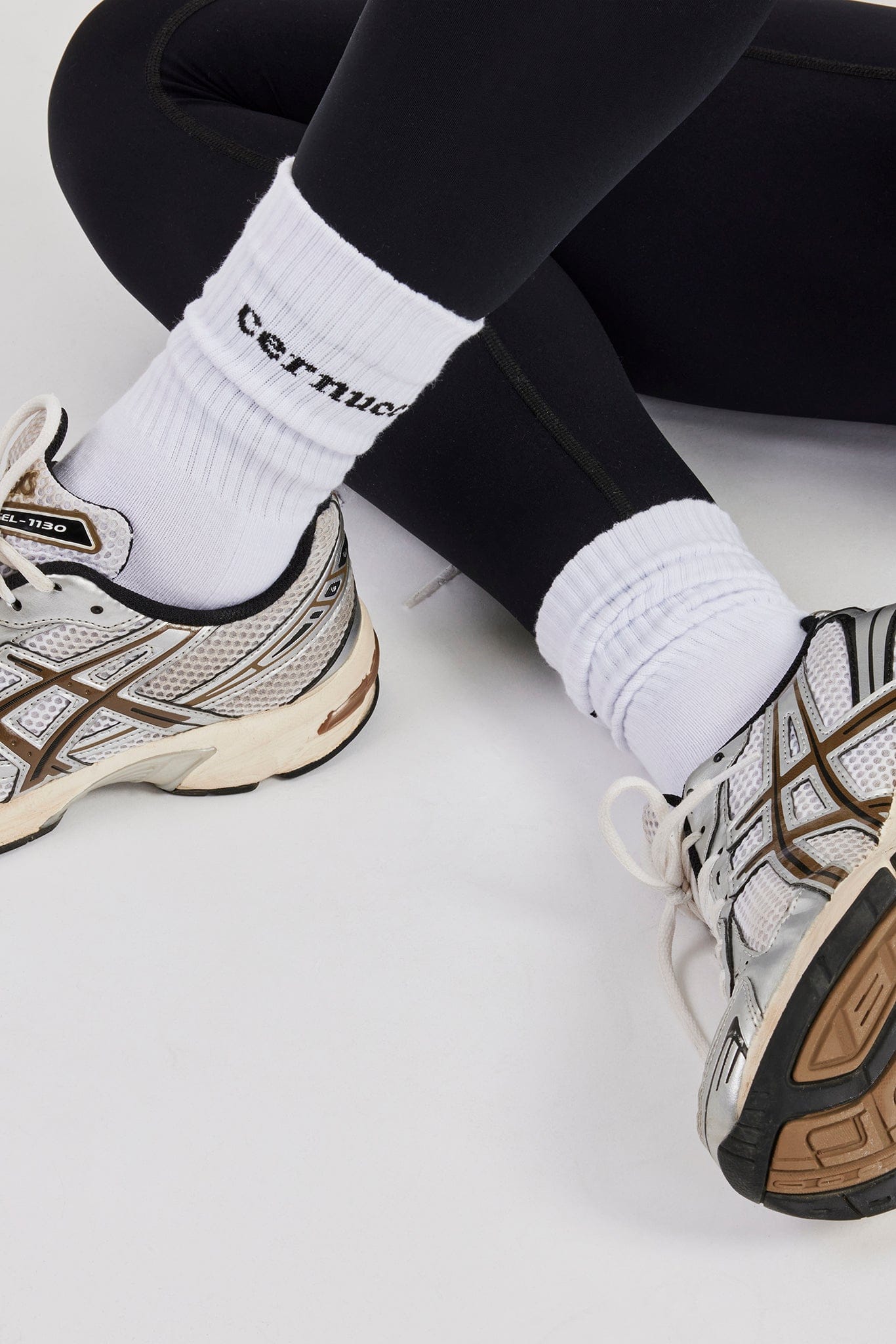 Cernucci Logo Socks - White — One Size — Back View