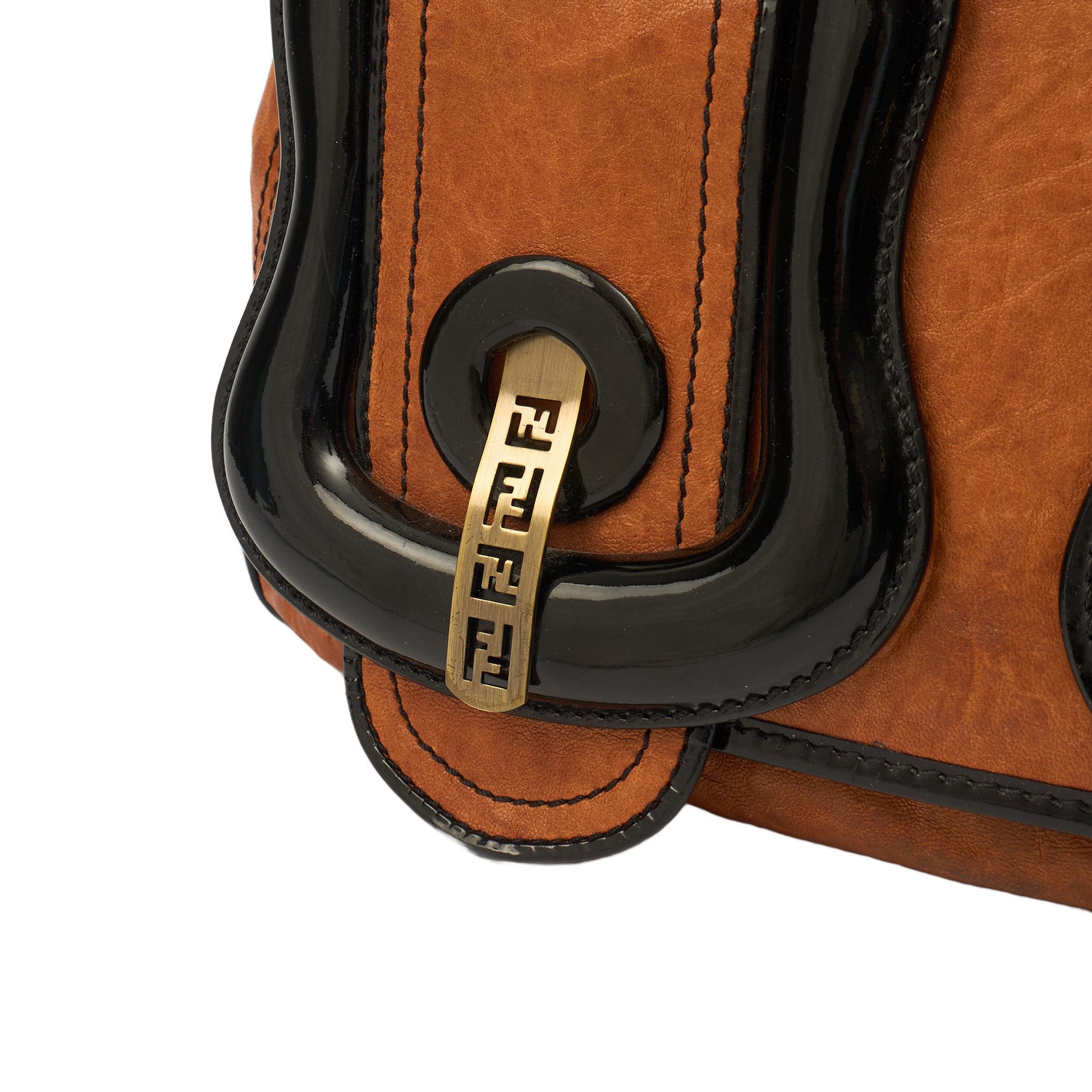Fendi Tote B Bag in Brown, Leather — Side View