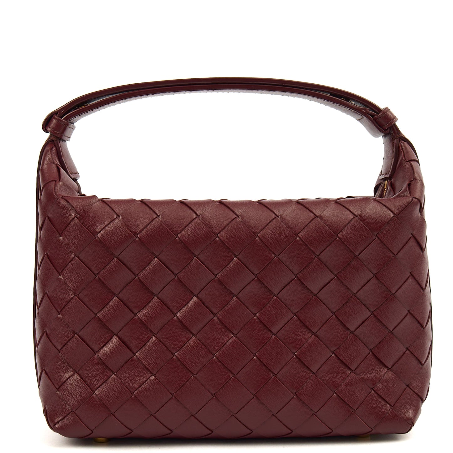 Bottega Veneta Top Handle Bauletto in Red, Intrecciato Nappa — Front View