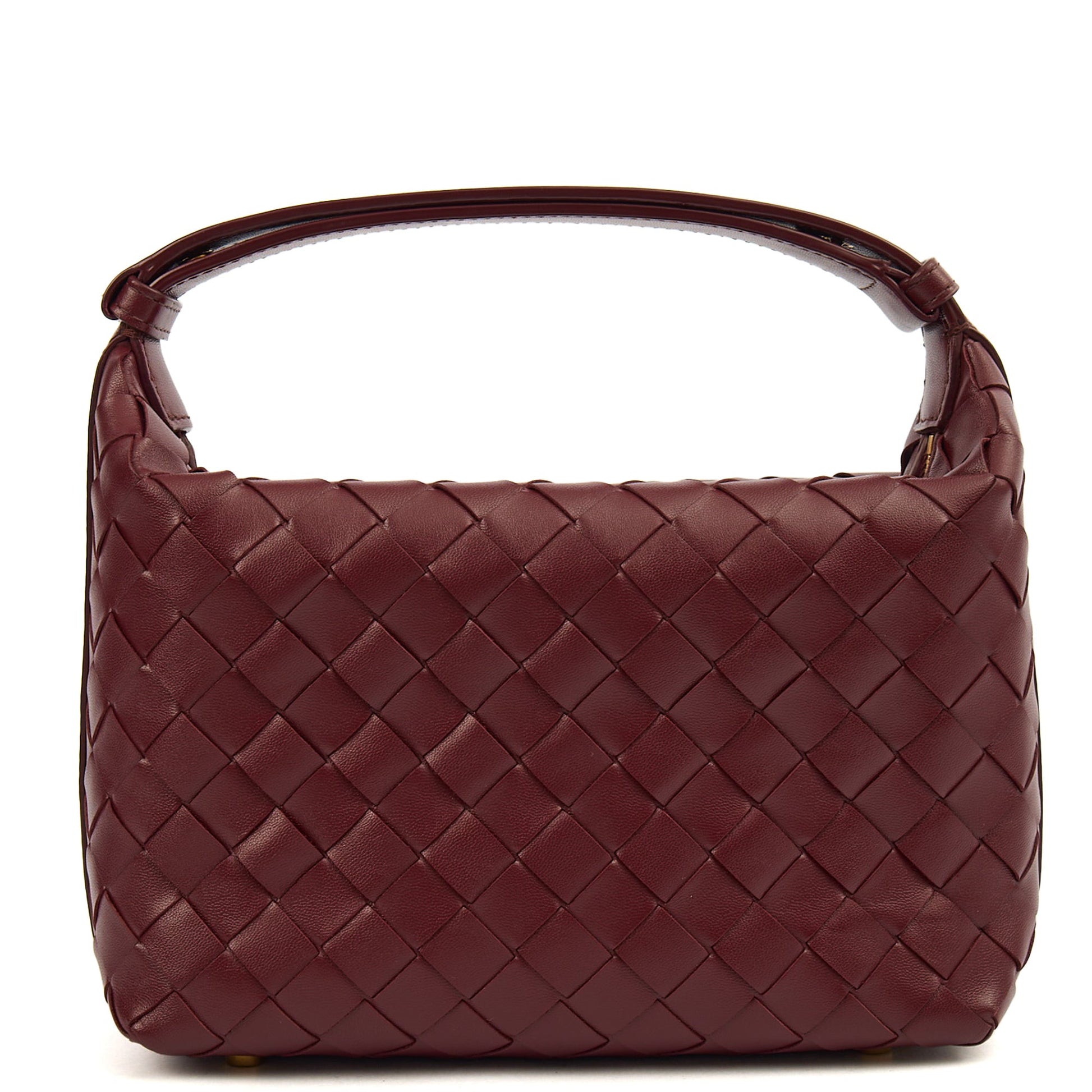 Bottega Veneta Top Handle Bauletto in Red, Intrecciato Nappa — Front View