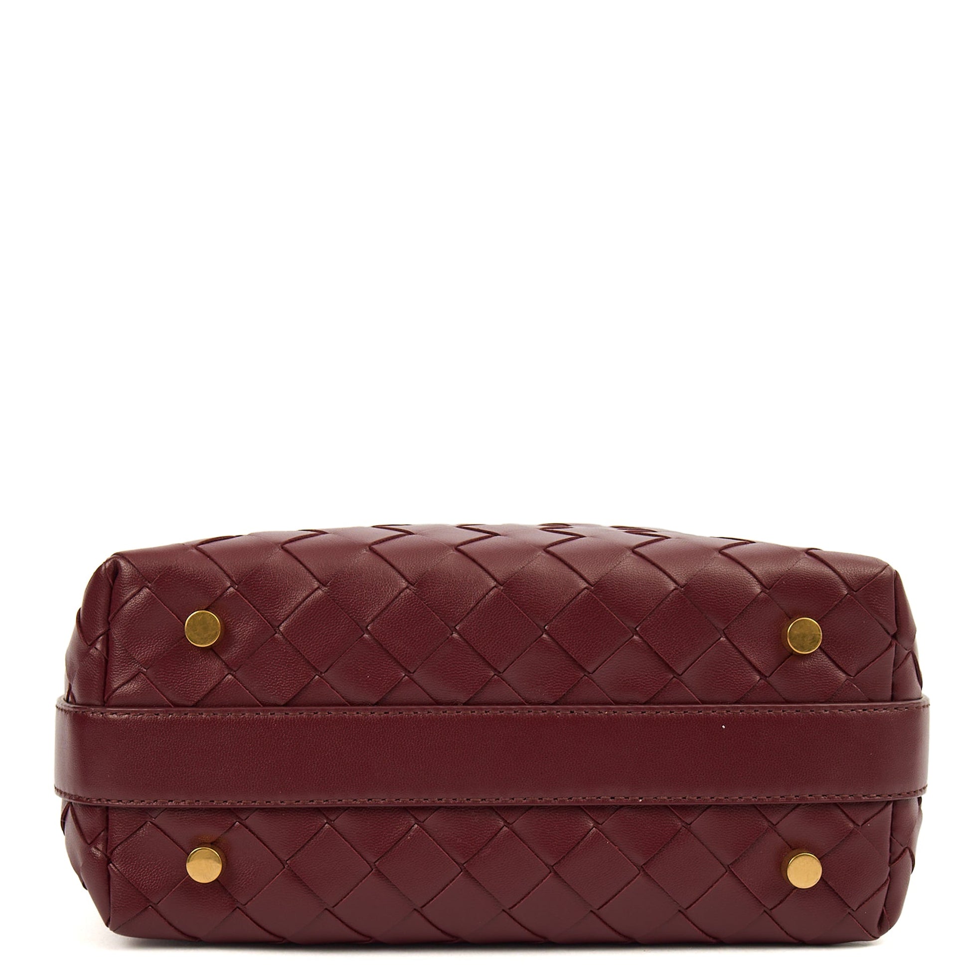 Bottega Veneta Top Handle Bauletto in Red, Intrecciato Nappa — Detail View
