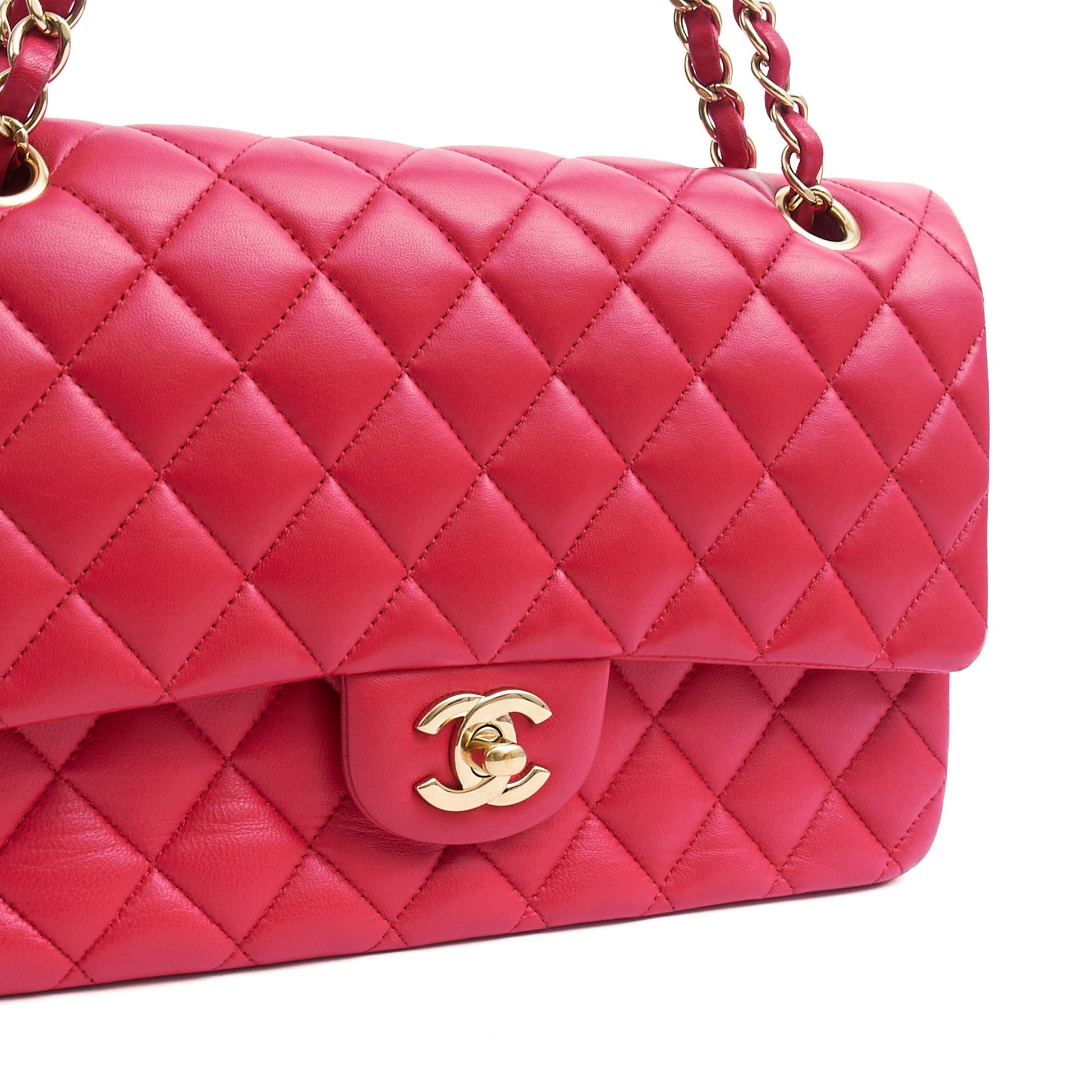 Chanel Shoulder Bag Classic Double Flap - Medium in Red, Lambskin Leather — Alternate View 28