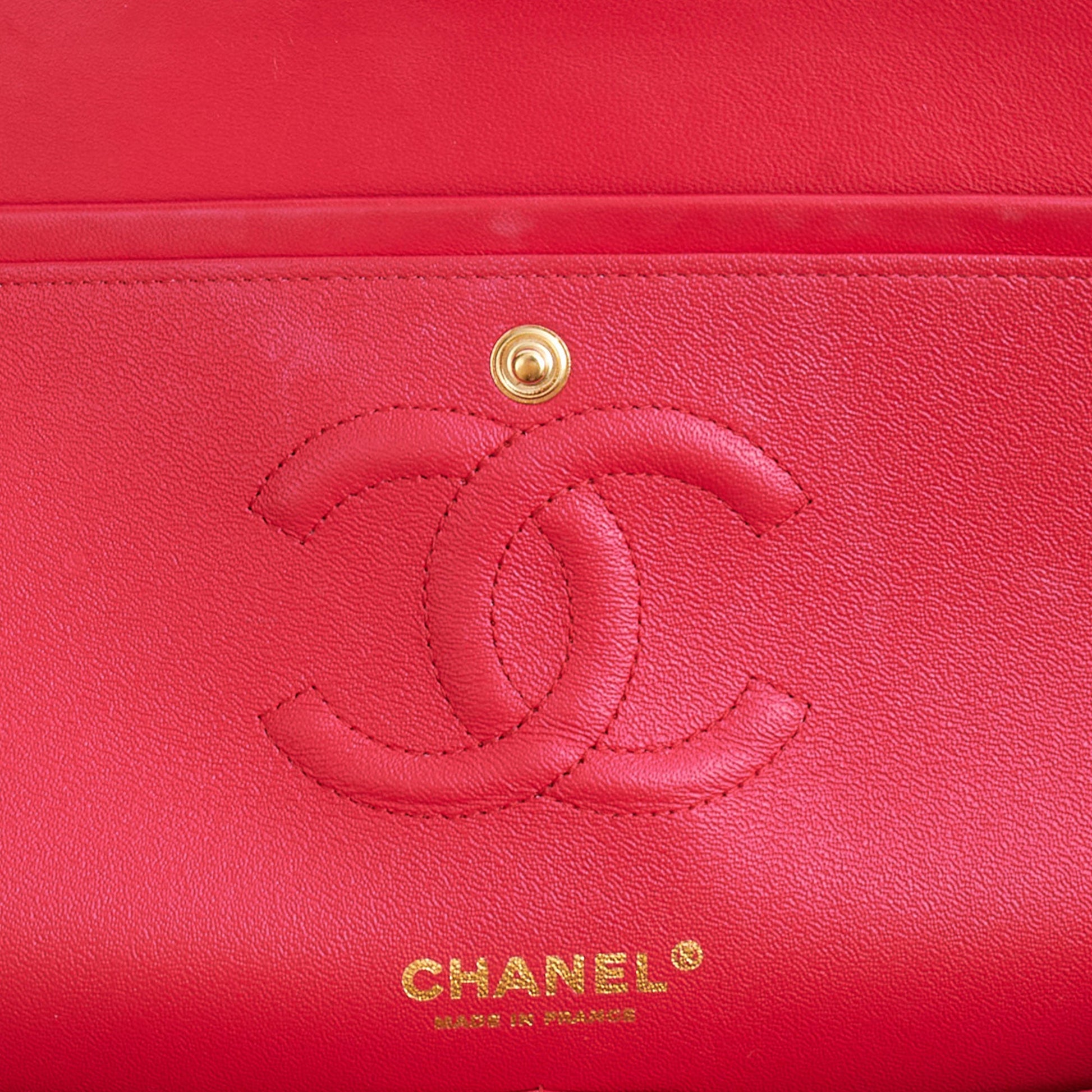 Chanel Shoulder Bag Classic Double Flap - Medium in Red, Lambskin Leather — Alternate View 34