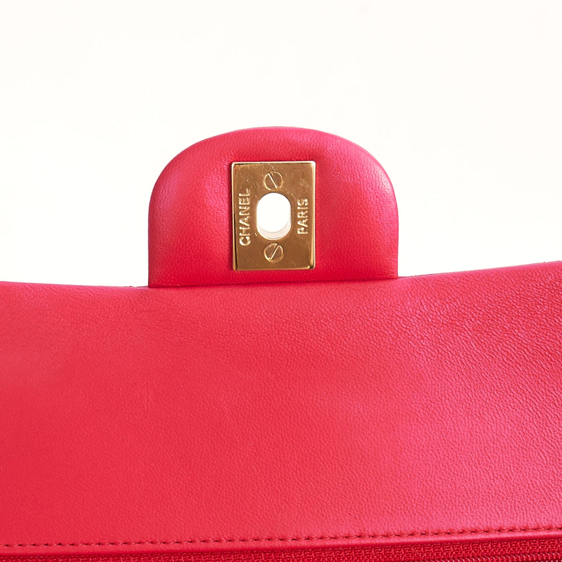 Chanel Shoulder Bag Classic Double Flap - Medium in Red, Lambskin Leather — Alternate View 9