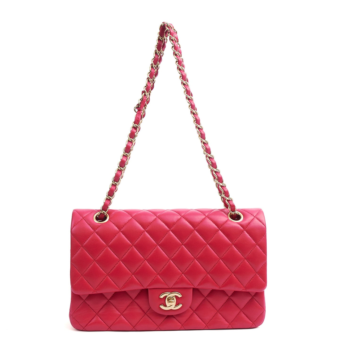 Chanel Shoulder Bag Classic Double Flap - Medium in Red, Lambskin Leather — Alternate View 18