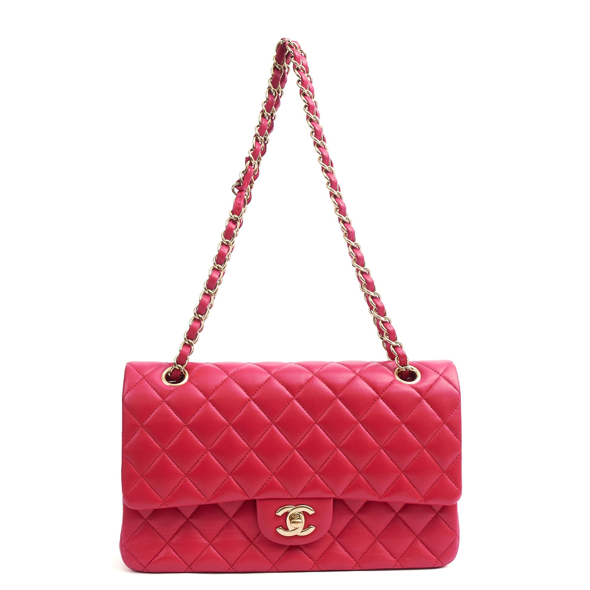 Chanel Shoulder Bag Classic Double Flap - Medium in Red, Lambskin Leather — Alternate View 18