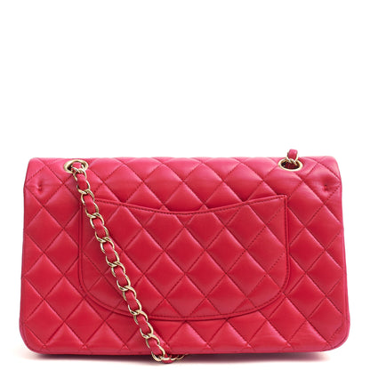 Chanel Shoulder Bag Classic Double Flap - Medium in Red, Lambskin Leather — Back View
