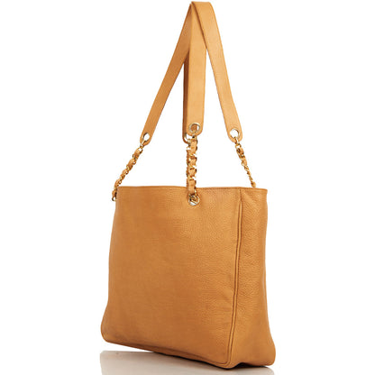 Chanel Tote Shopper Tote in Cream, Calfskin Leather — Side View