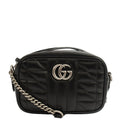 Gucci Cross Body Marmont Shoulder Bag - Mini in Black, Leather — Front View