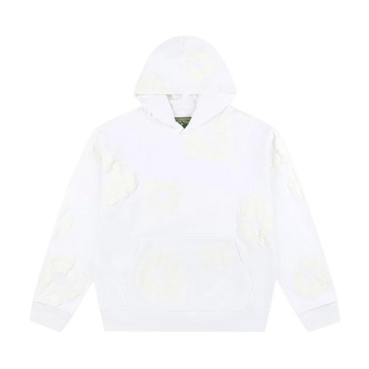 Denim Tears The Cotton Wreath Mono Hooded Sweatshirt 'White' — XXS — Front View