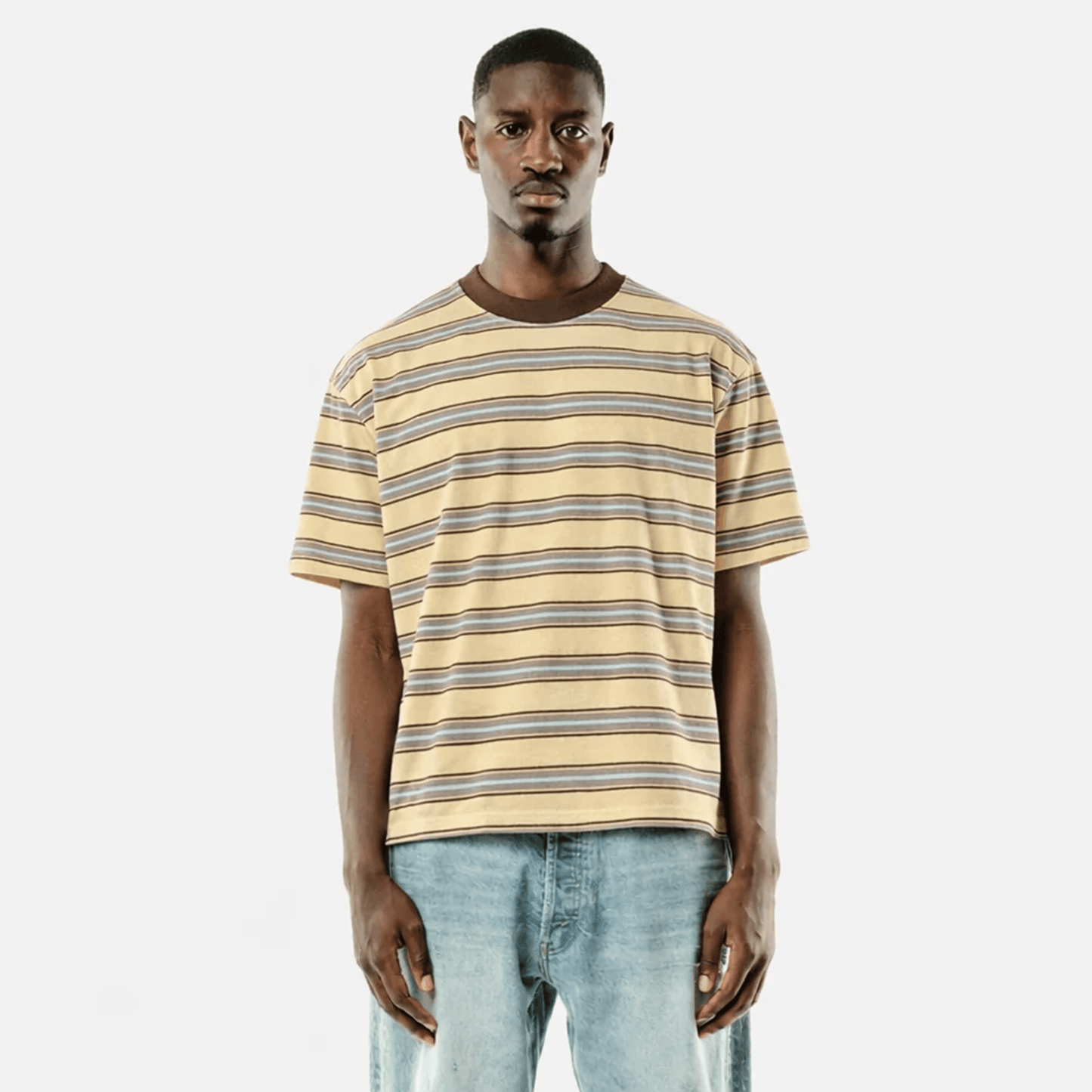 Summit Stripe Short Sleeve T-Shirt 'Yellow' — XXS — Back View
