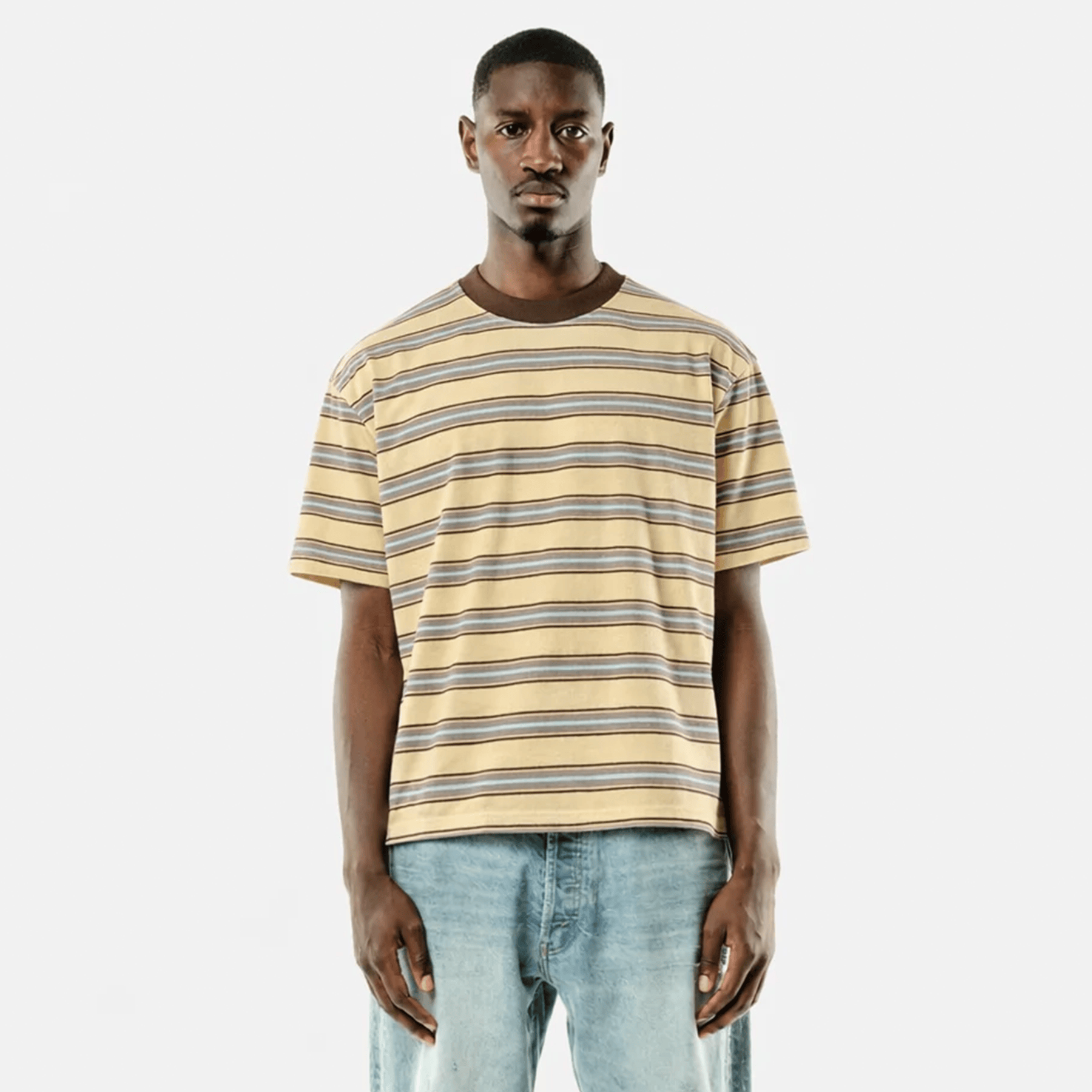 Summit Stripe Short Sleeve T-Shirt 'Yellow' — XXS — Back View