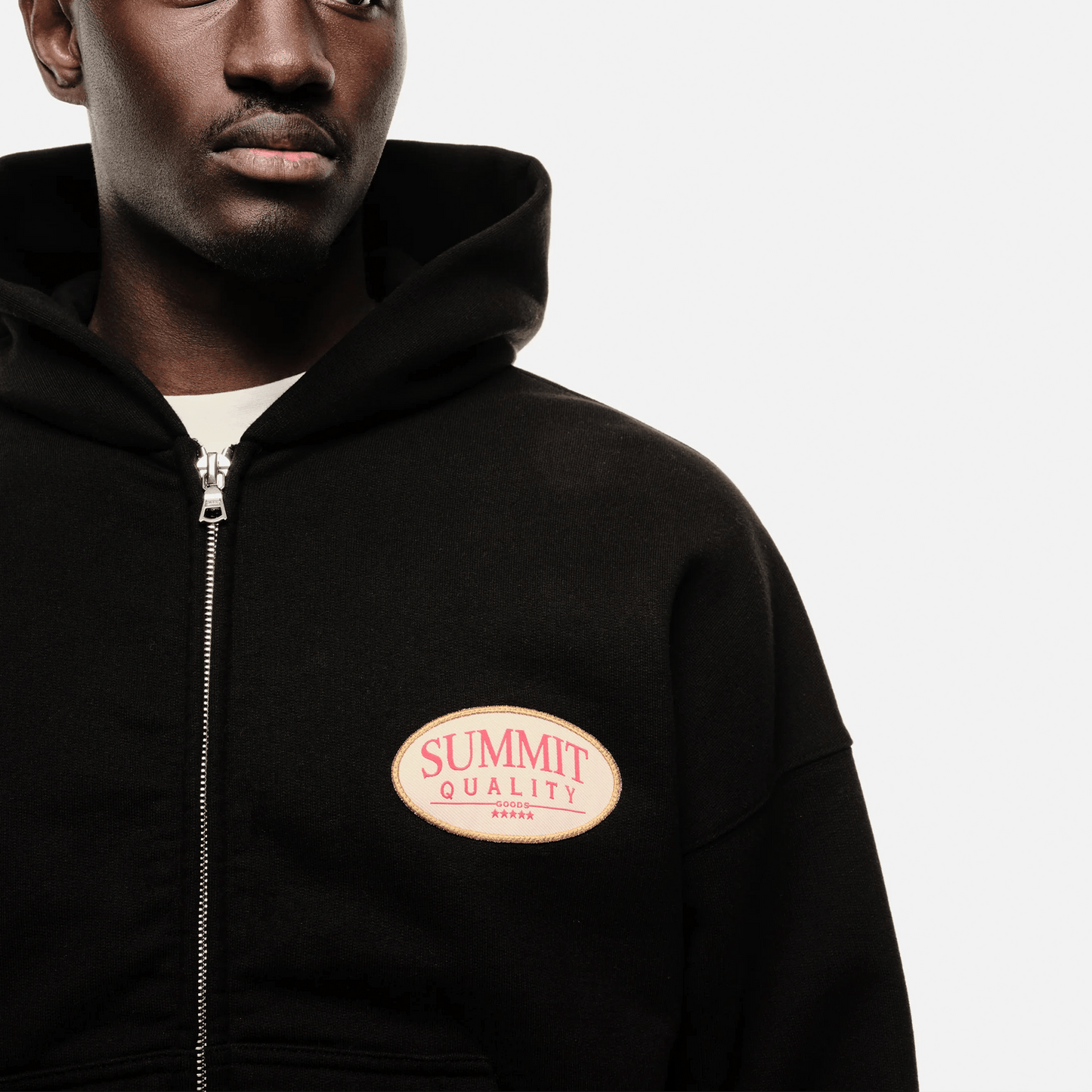 Summit Quality Goods Patch Hoodie 'Black' — XXS — Top View