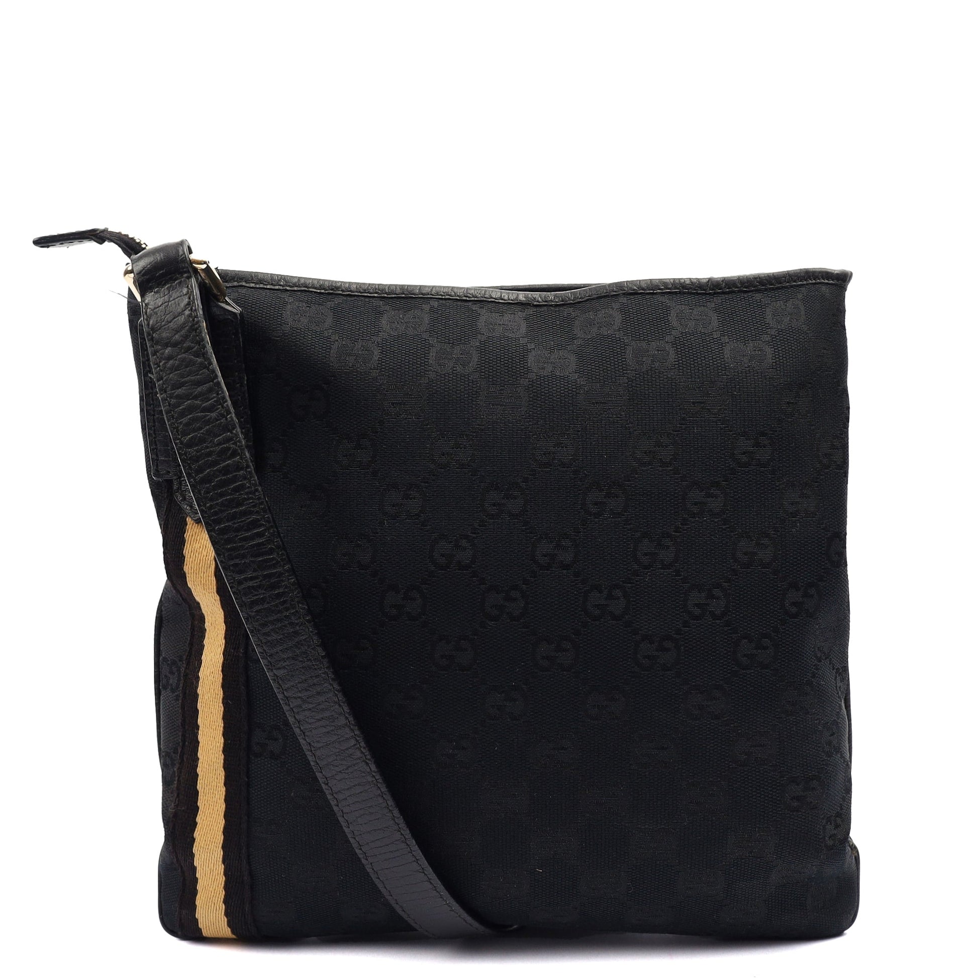 Gucci Cross Body Messenger in Black, Canvas — Back View