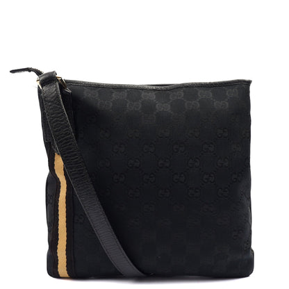 Gucci Cross Body Messenger in Black, Canvas — Back View
