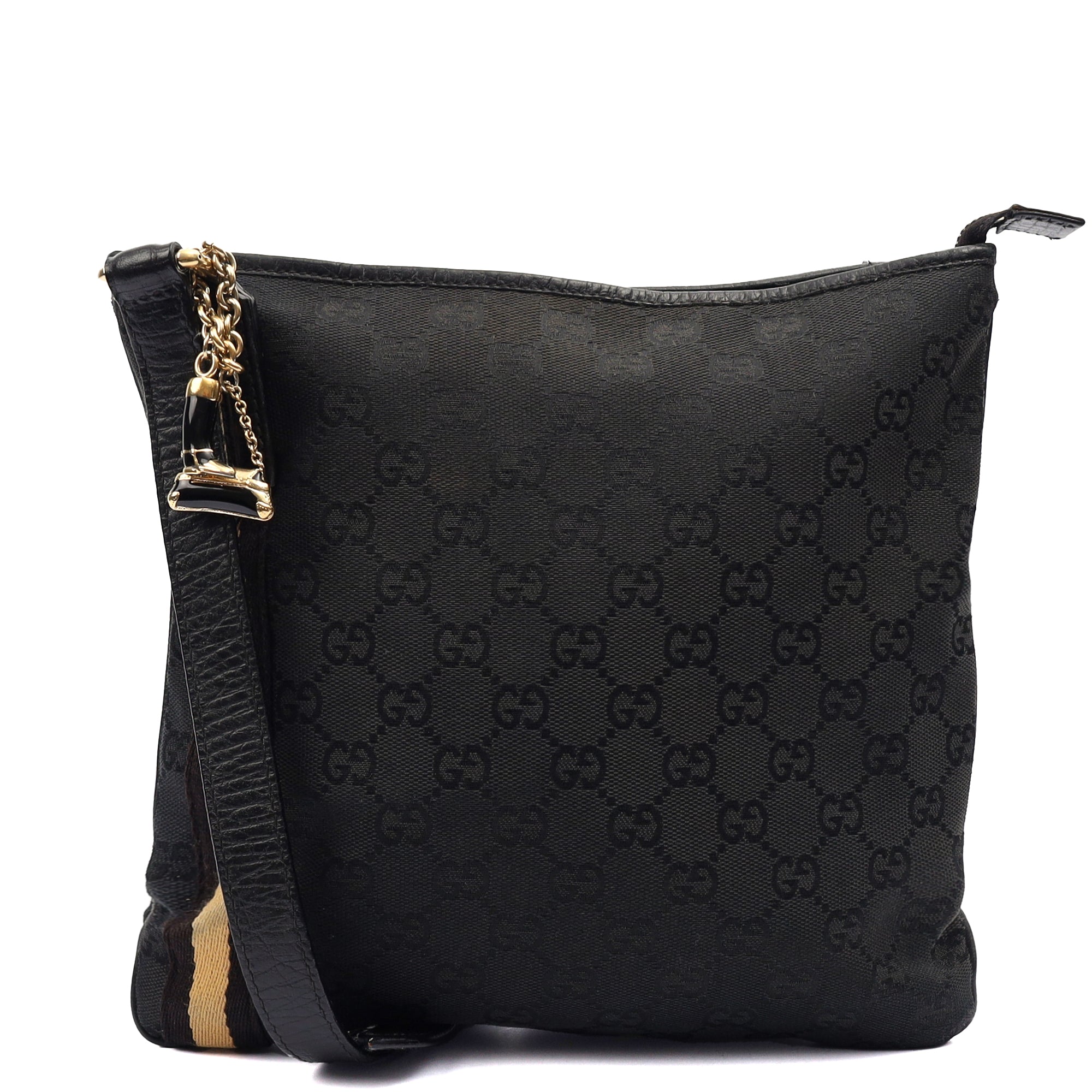 Gucci Cross Body Messenger in Black, Canvas — Front View