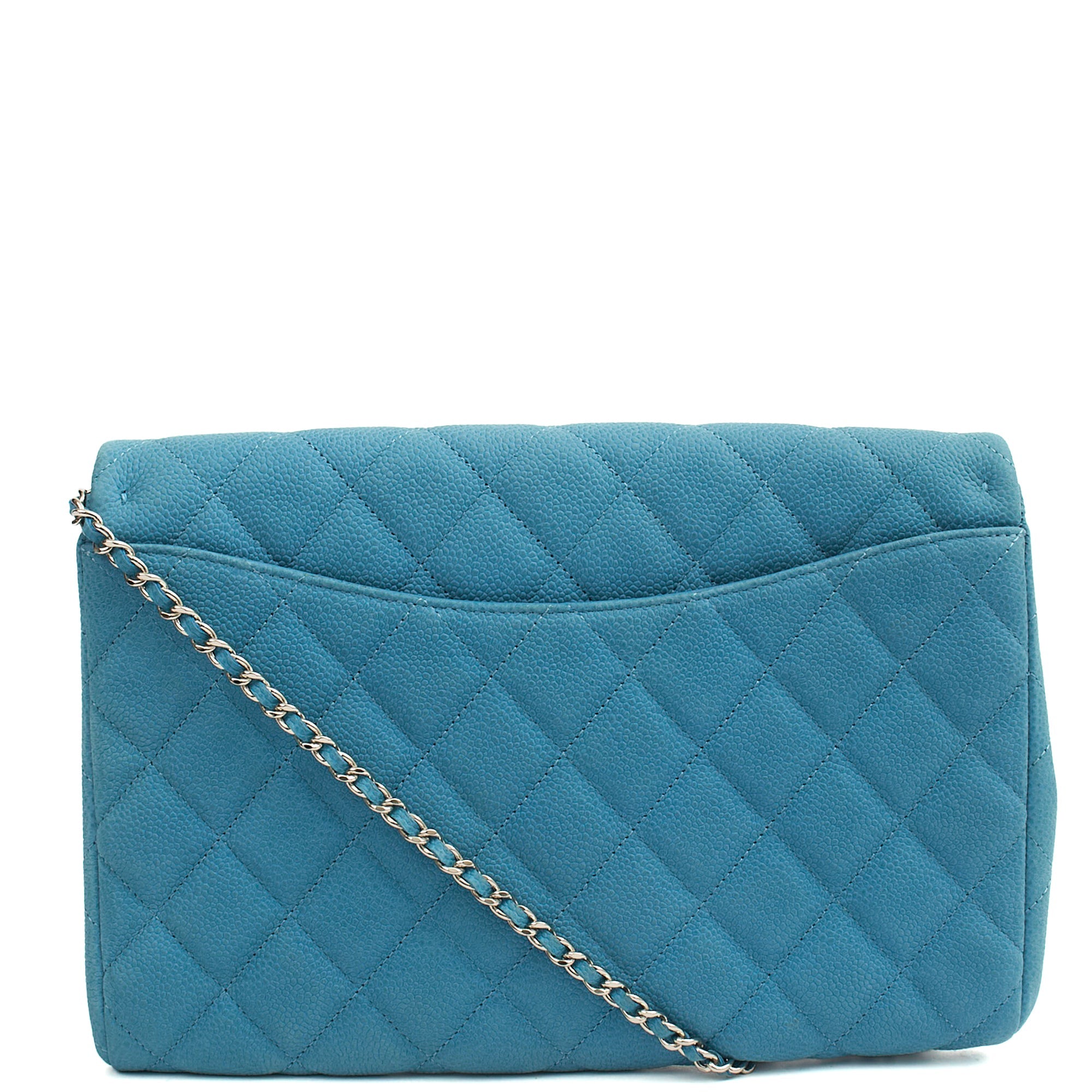 Chanel Shoulder Bag Classic Clutch in Blue, Nubuck — Alternate View 12