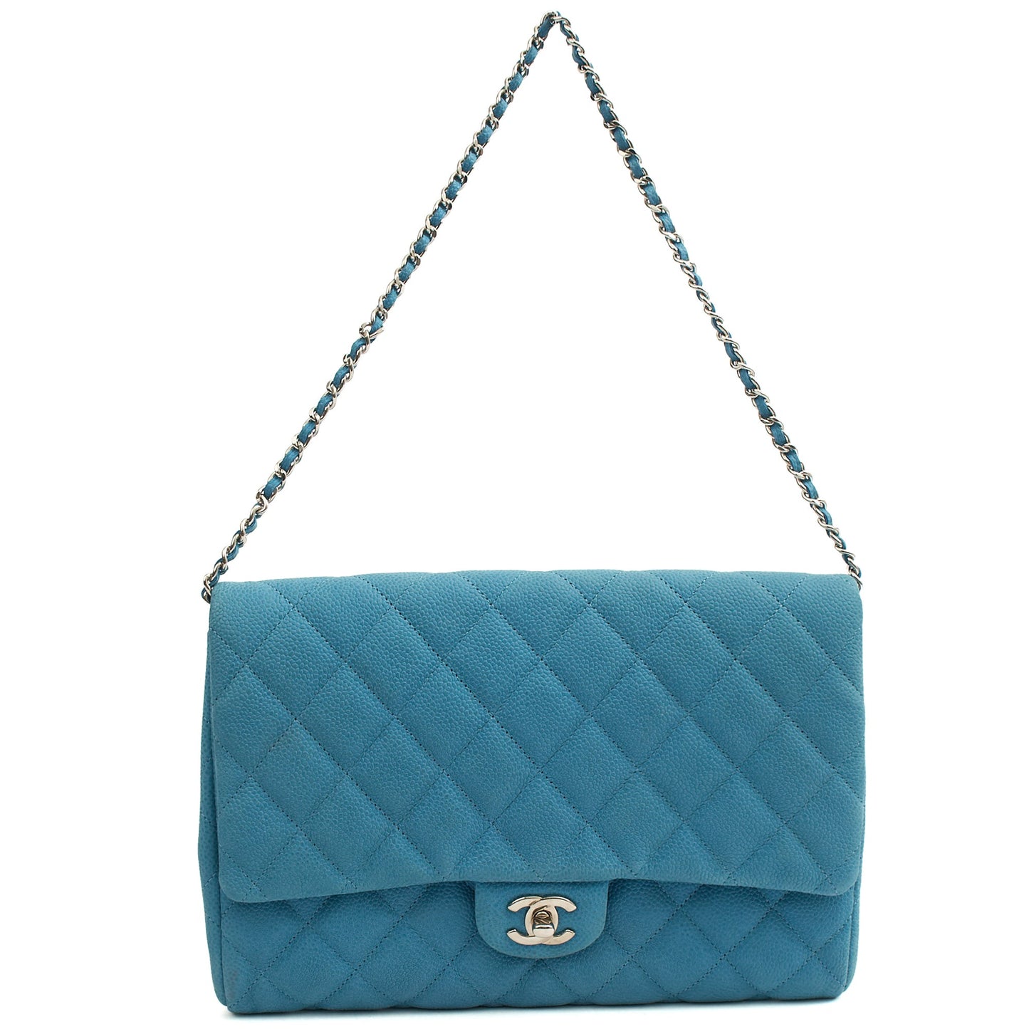 Chanel Shoulder Bag Classic Clutch in Blue, Nubuck — Alternate View 8