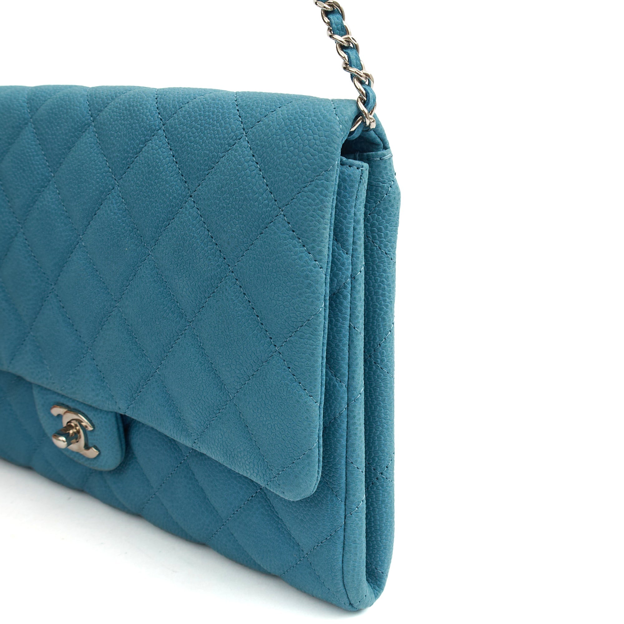 Chanel Shoulder Bag Classic Clutch in Blue, Nubuck — Alternate View 14