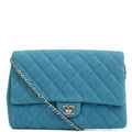 Chanel Shoulder Bag Classic Clutch in Blue, Nubuck — Front View