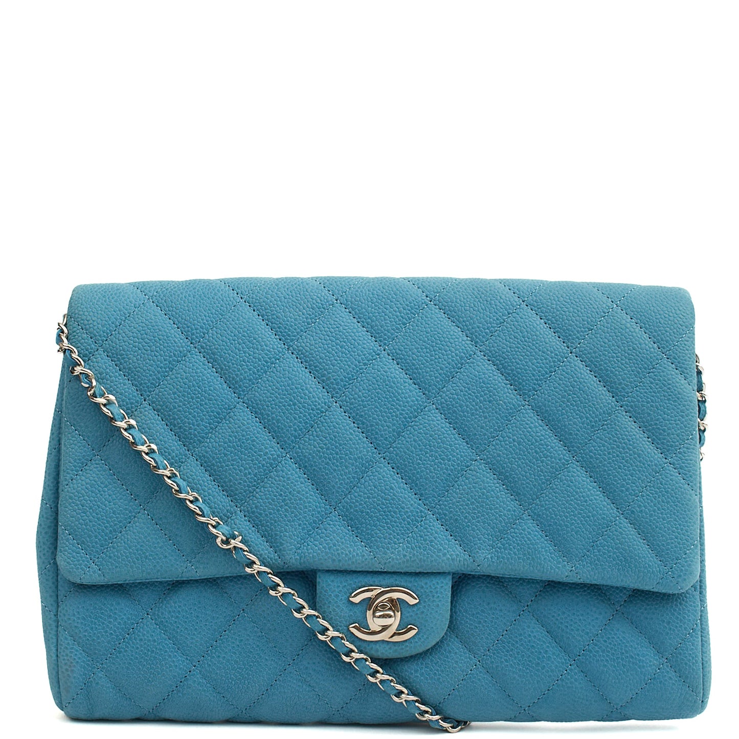 Chanel Shoulder Bag Classic Clutch in Blue, Nubuck — Alternate View 10