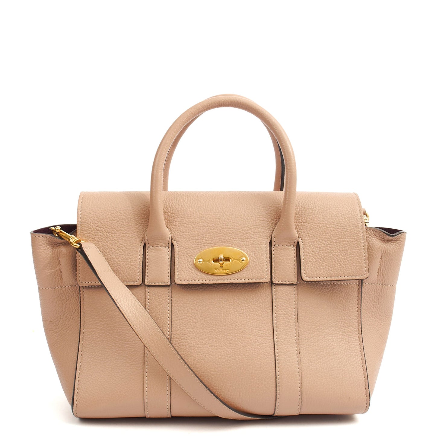 Mulberry Top Handle Bayswater with Strap- Small in Rose Water, Calfskin Leather — Front View