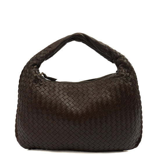 Bottega Veneta Shoulder Bag Intrecciato Shoulder Bag in Brown, Intrecciato Nappa — Front View