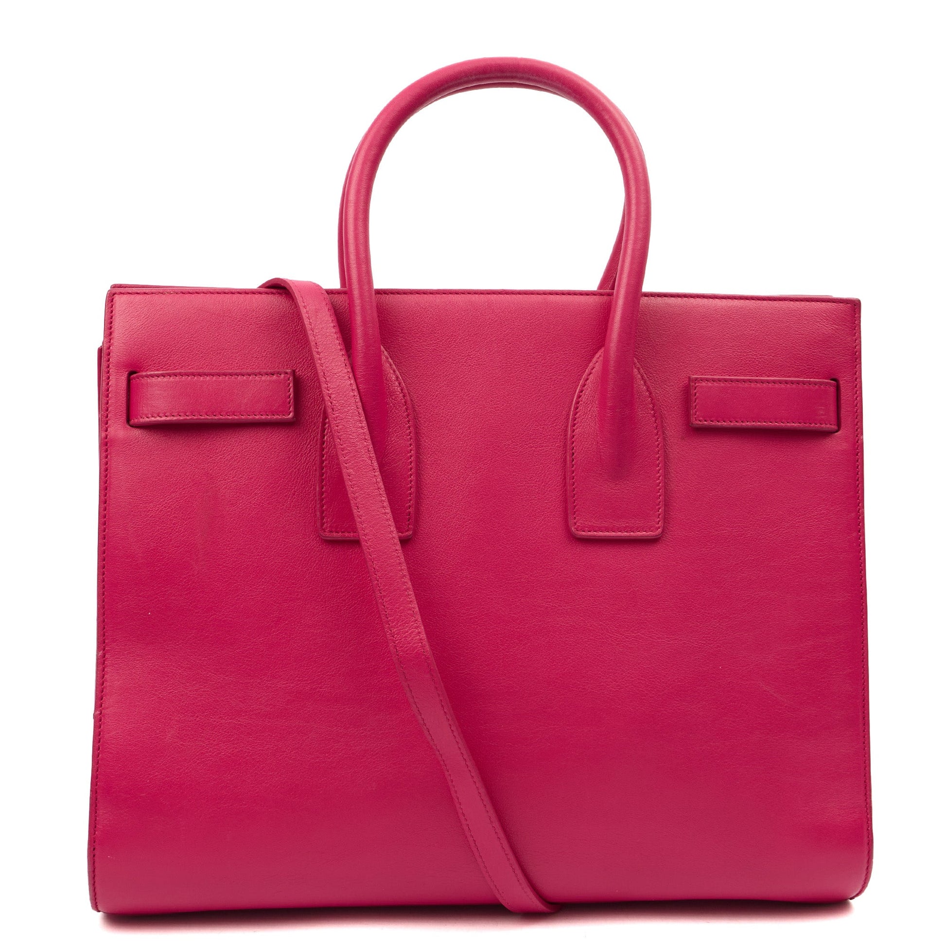 Saint Laurent Tote Sac de Jour in Pink, Calfskin Leather — Back View