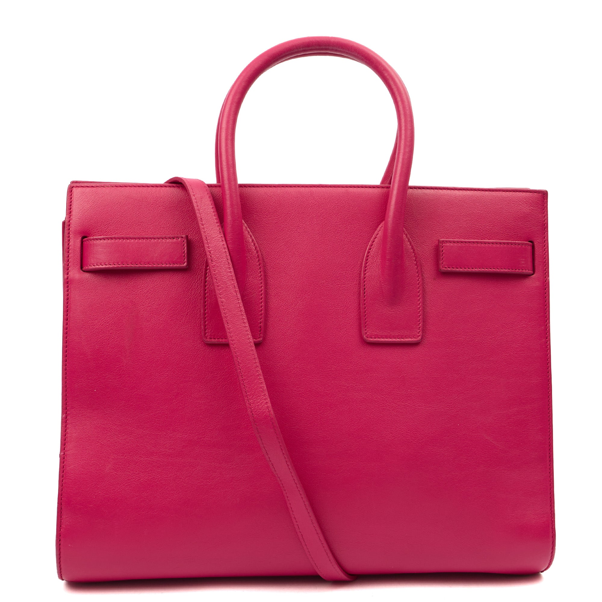 Saint Laurent Tote Sac de Jour in Pink, Calfskin Leather — Back View