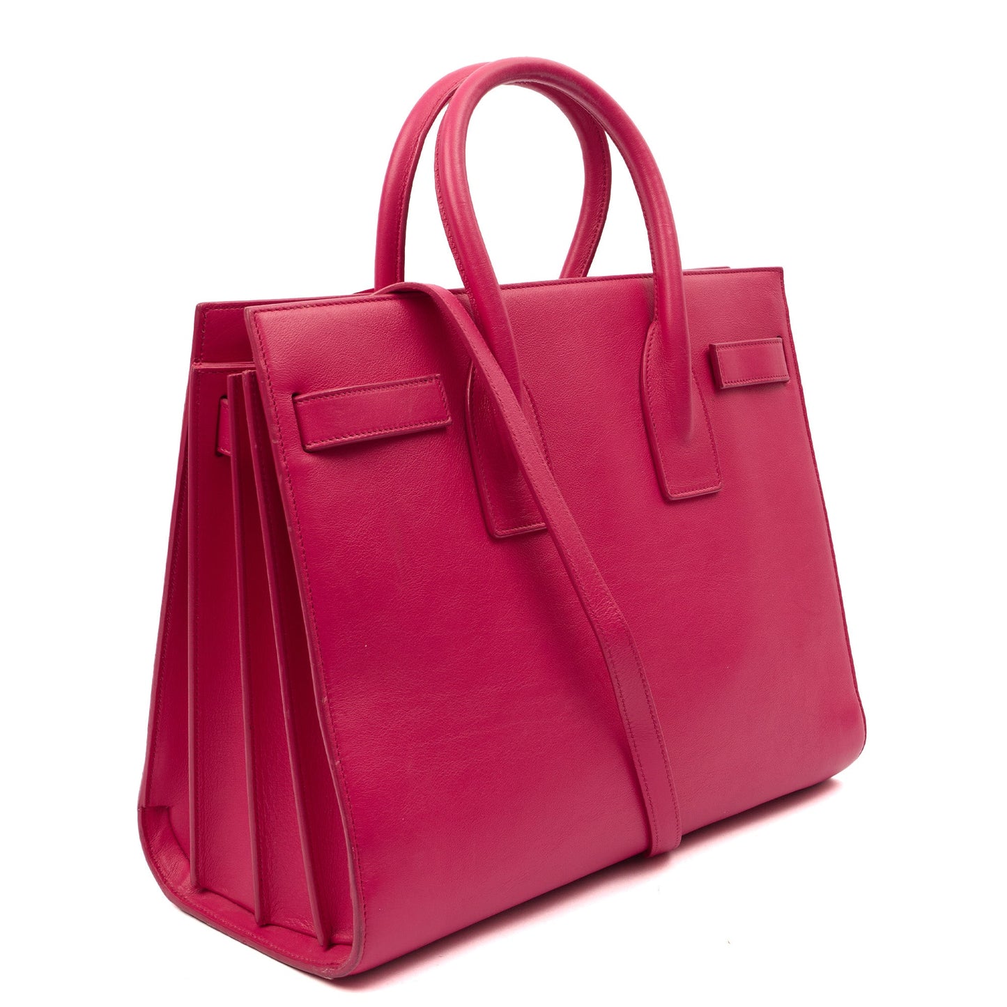 Saint Laurent Tote Sac de Jour in Pink, Calfskin Leather — Side View