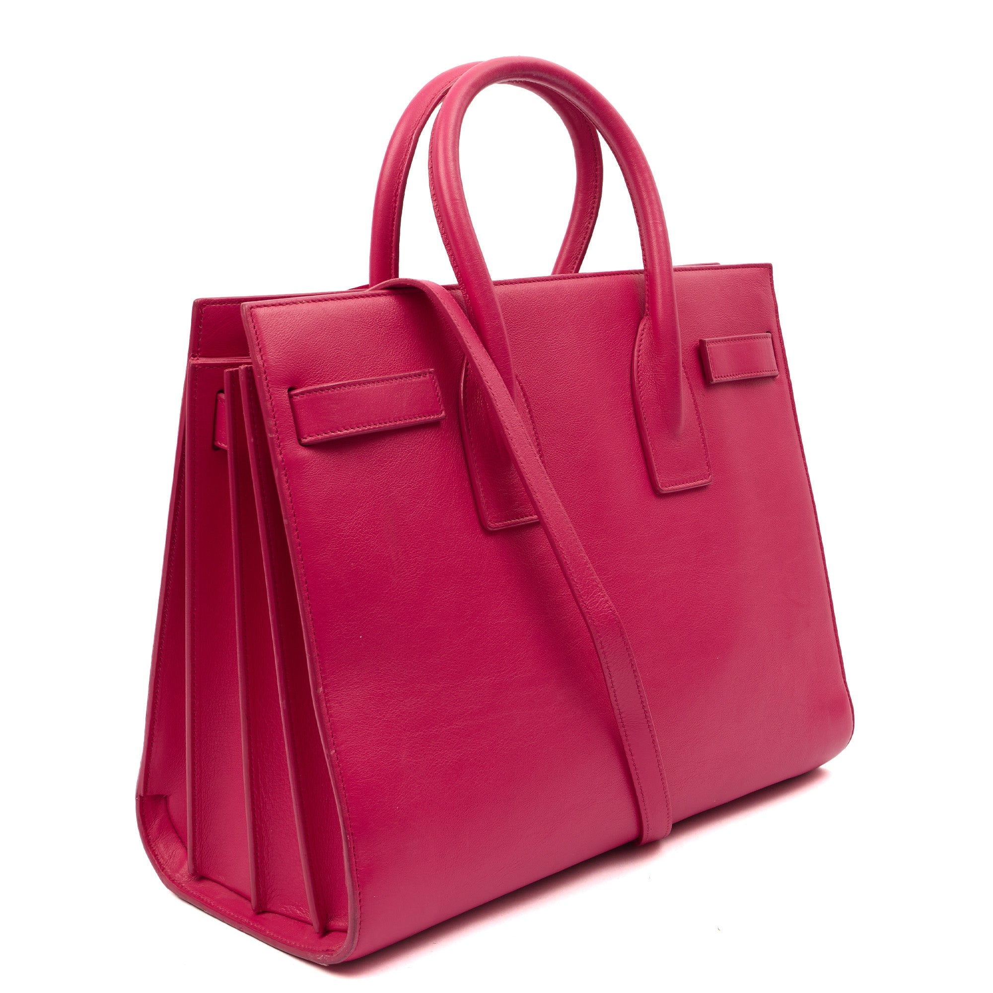 Saint Laurent Tote Sac de Jour in Pink, Calfskin Leather — Side View