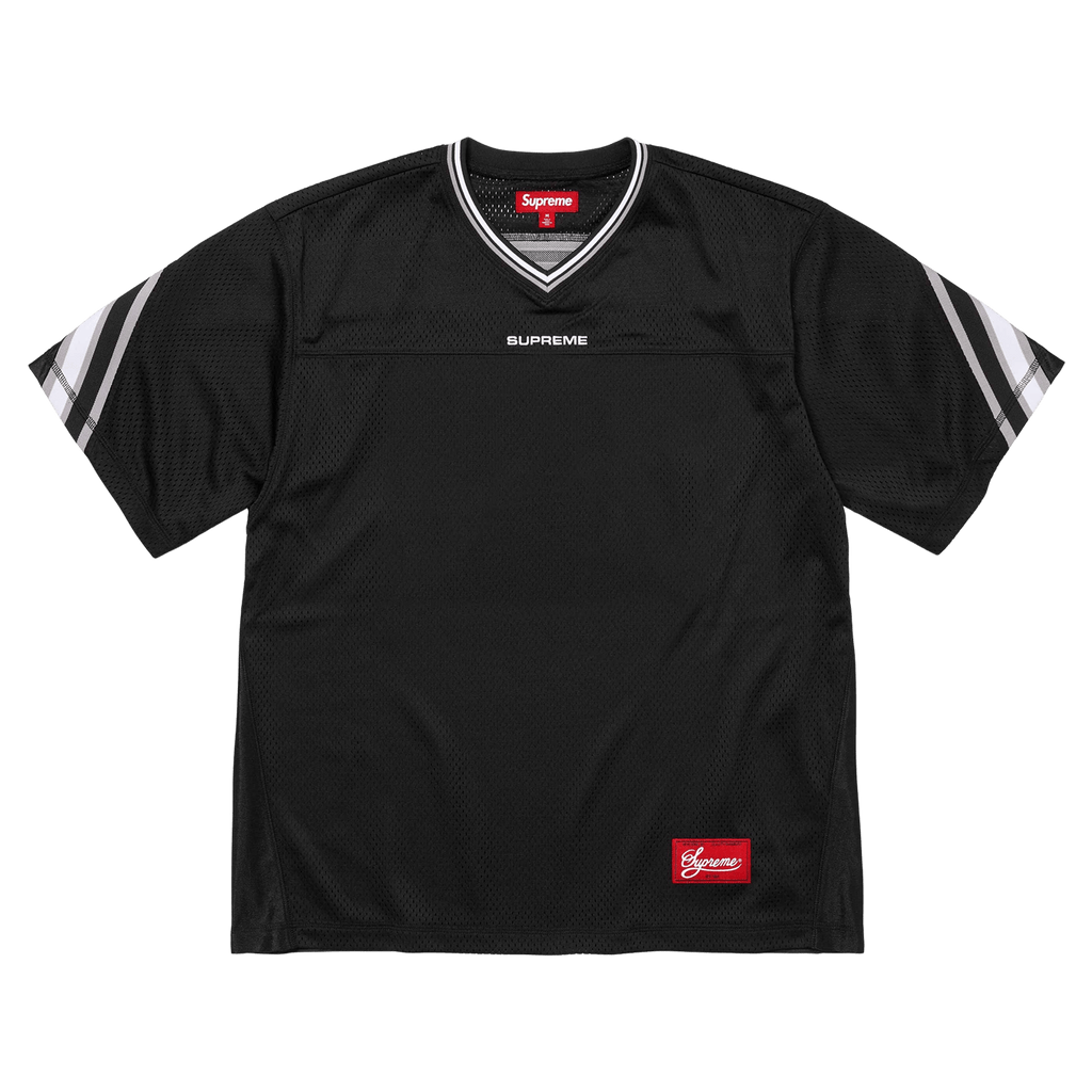 Supreme Jacquard Rib Football Jersey 'Black' — XXS — Front View