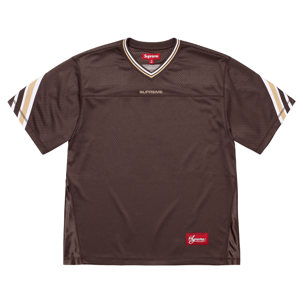 Supreme Jacquard Rib Football Jersey 'Brown' — XXS — Front View