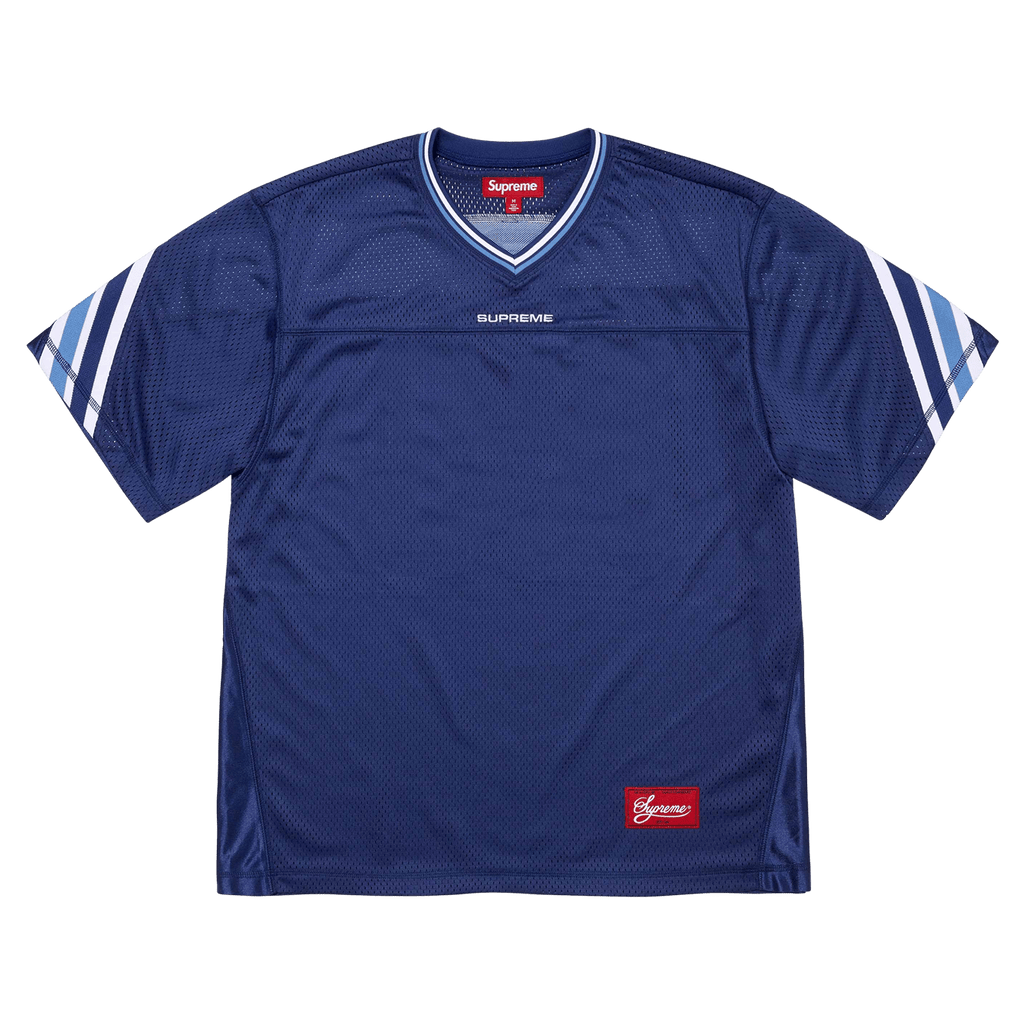 Supreme Jacquard Rib Football Jersey 'Navy' — XXS — Front View